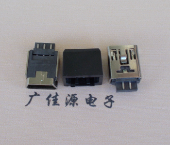 连云港MINI USB 5Pin接口 带护套焊线母座 B型180度铜壳