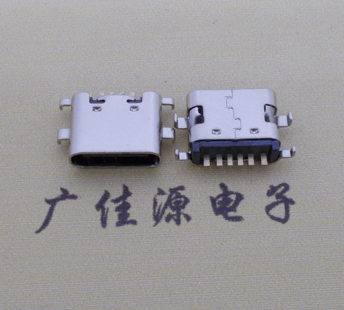 连云港简易充电type c6P母座沉板1.6mm接口