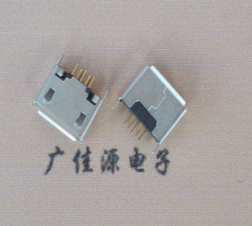 连云港Micro usb立插180度 5p针加长2.0mm卷边雾锡