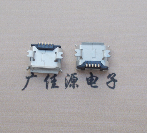 连云港Micro USB 5PIN接口,B型垫高0.9mm鱼叉脚贴片雾锡卷边