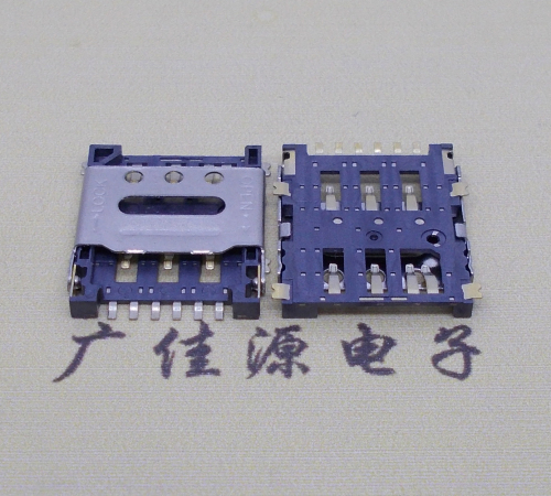 连云港掀盖手机卡座nano sim 1.5h 6pin超薄双用插卡贴片式
